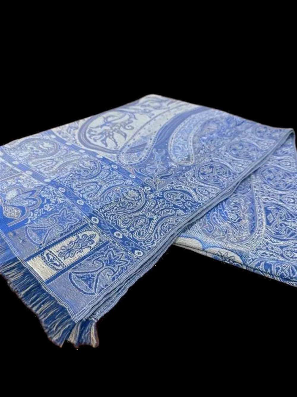 Naturally Knotty Paisley Silk Wool Blend Fringe Scarf